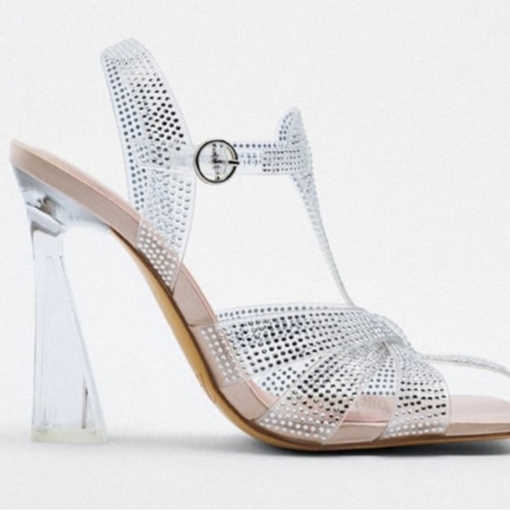 Zara Clear and Silver Strappy Heels - Picture 4 of 8